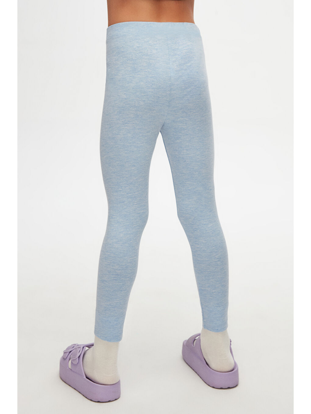 Mavi Melanj Kız Çocuk Tam Boy Düz Basıc Tayt-4