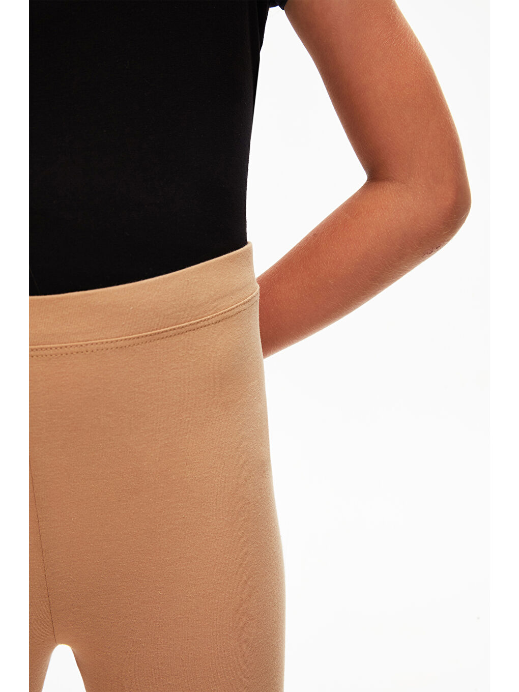 Kahverengi Sütlü Kahve Kız Çocuk Tam Boy Düz Basıc Tayt-2