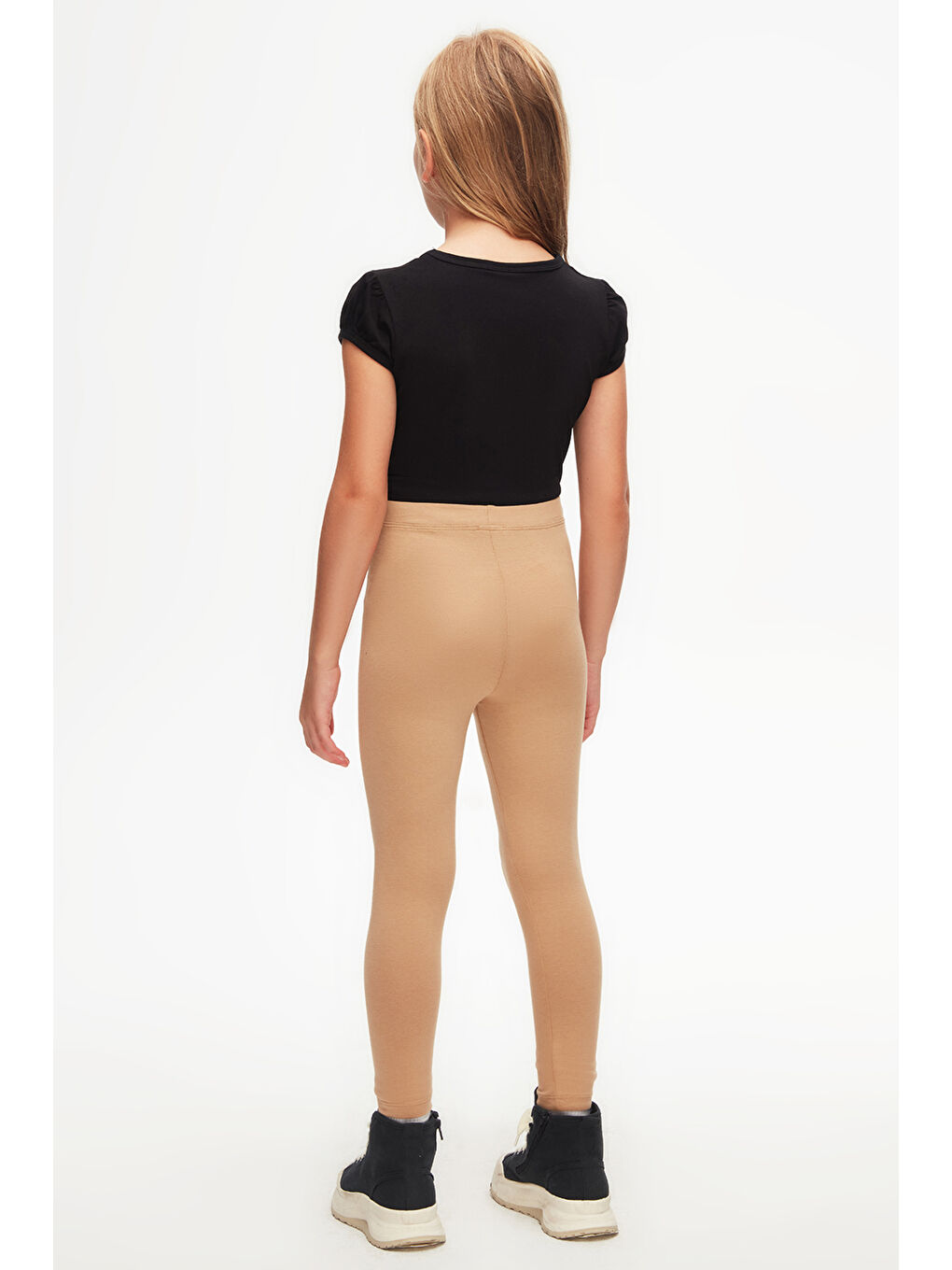 Kahverengi Sütlü Kahve Kız Çocuk Tam Boy Düz Basıc Tayt-3