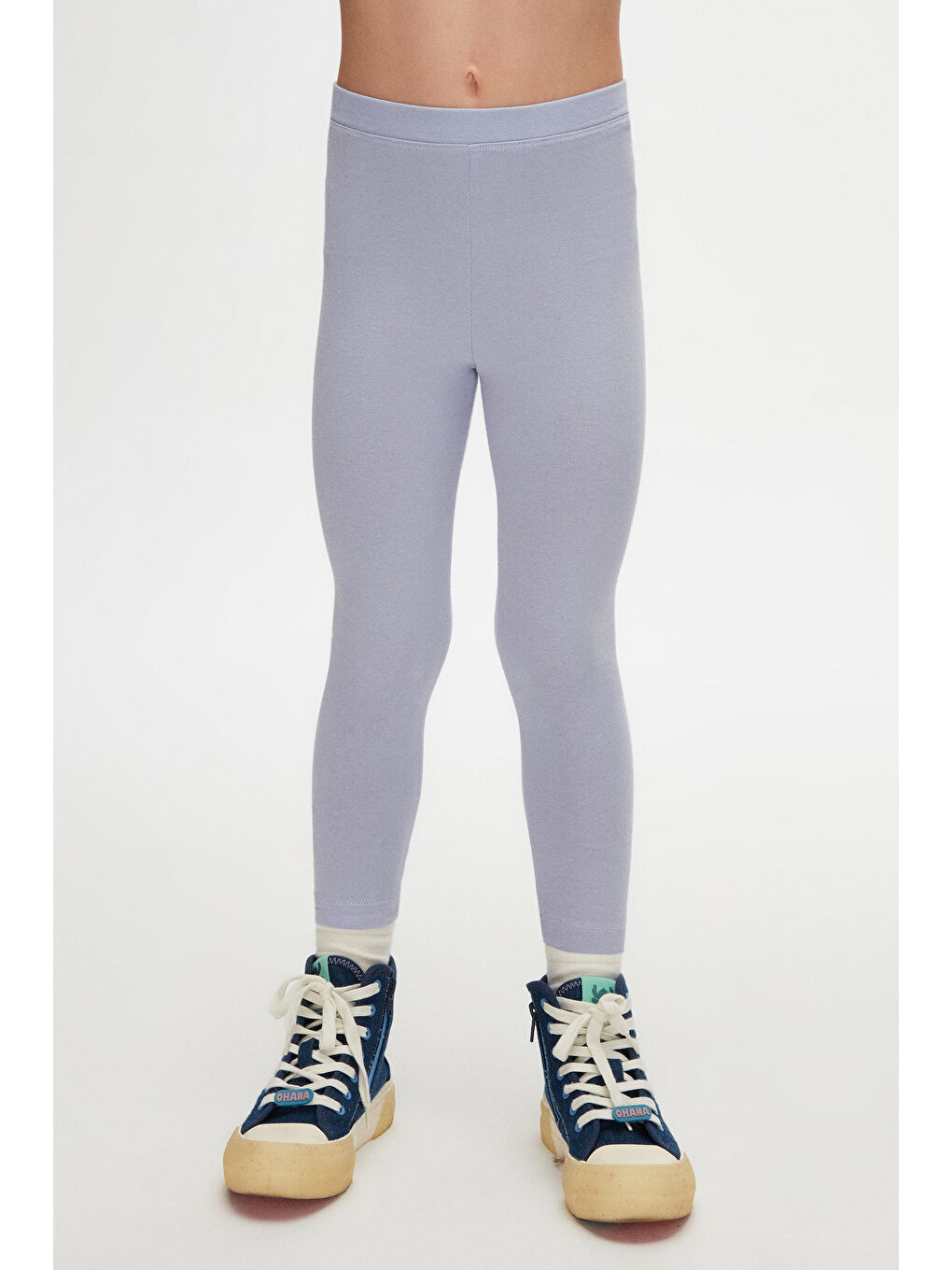 Açık Lila Kız Çocuk Tam Boy Düz Basıc Tayt-2