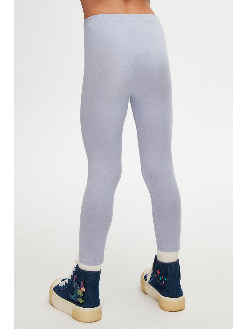 Açık Lila Kız Çocuk Tam Boy Düz Basıc Tayt-4