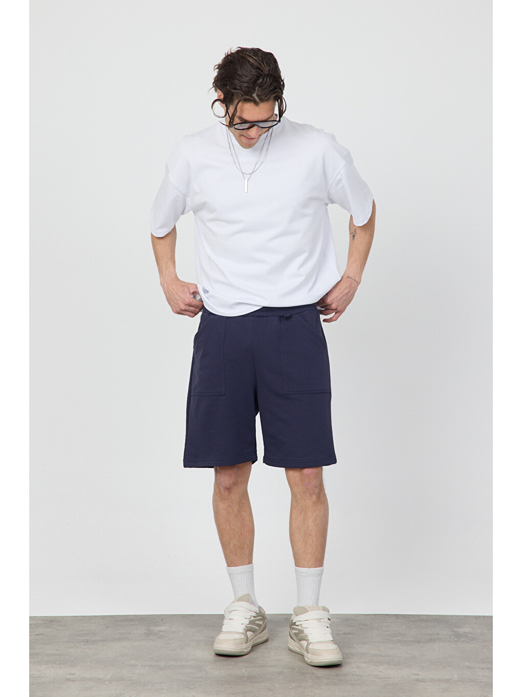 Lacivert Oversize Şort-1