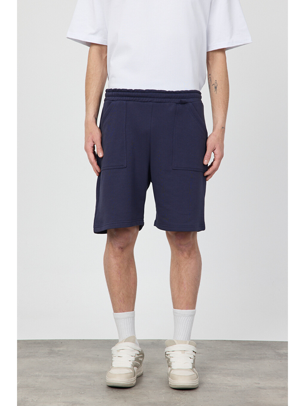 Lacivert Oversize Şort-4