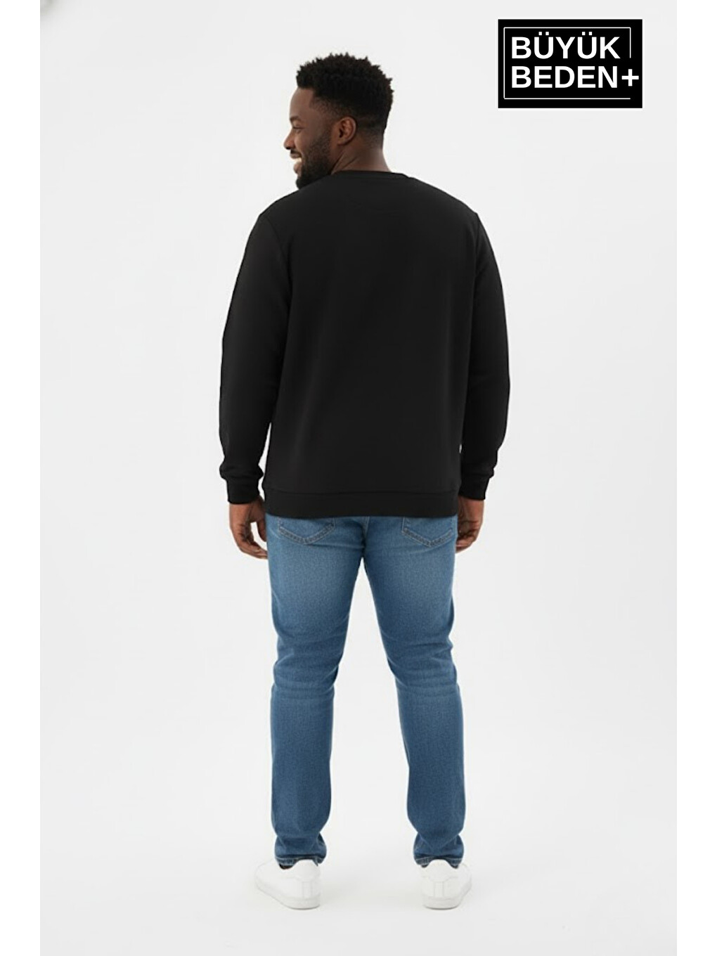 Siyah Erkek Büyük Beden Brooklyn 1970 Baskılı Bisilet Yaka İnce Sweatshirt Spr26bsw956-3-1