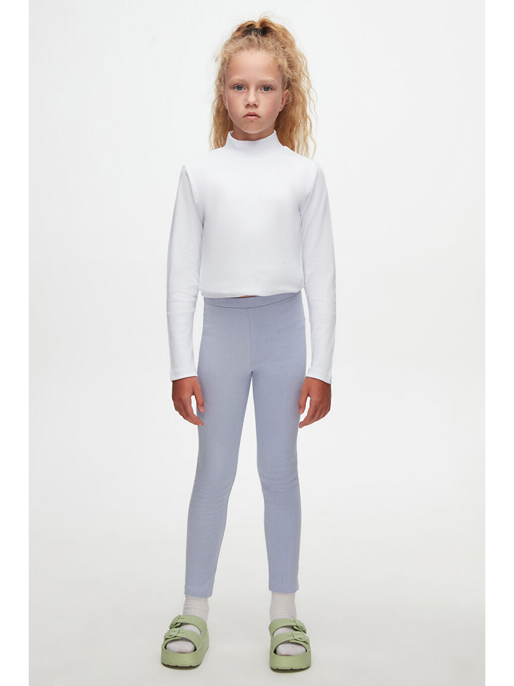 Açık Lila Kız Çocuk Kışlık Tam Boy Düz Basıc Tayt