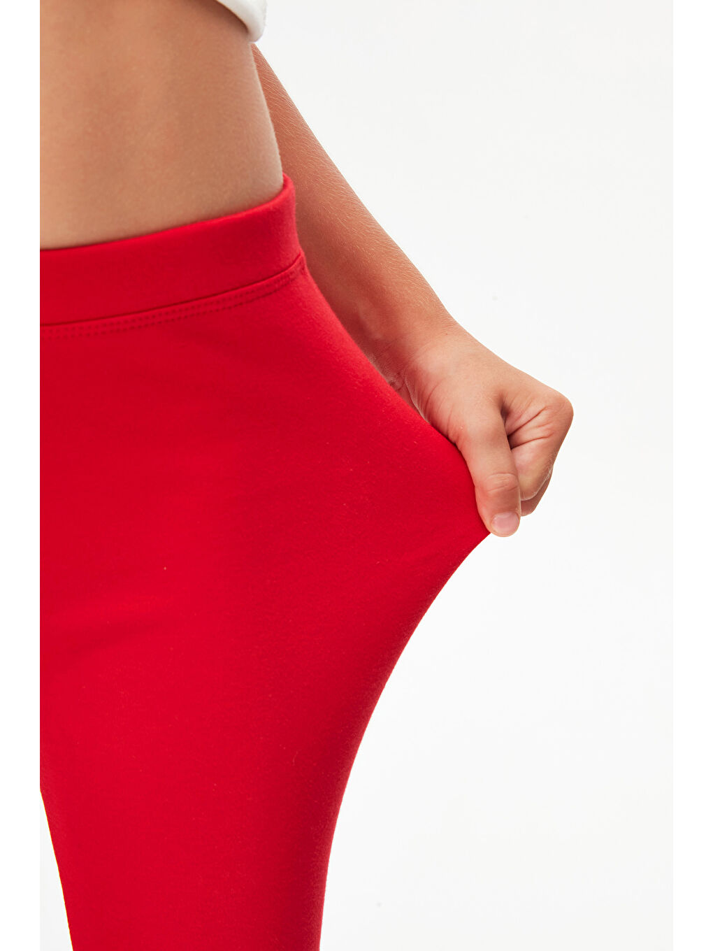 Açık Kırmızı Kız Çocuk Kışlık Tam Boy Düz Basıc Tayt-2