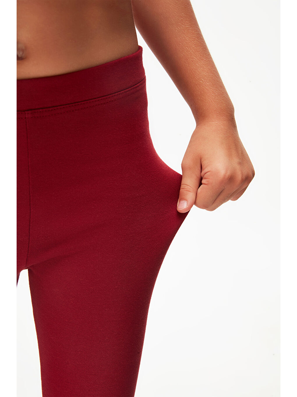 Bordo Kız Çocuk Kışlık Tam Boy Düz Basıc Tayt-2