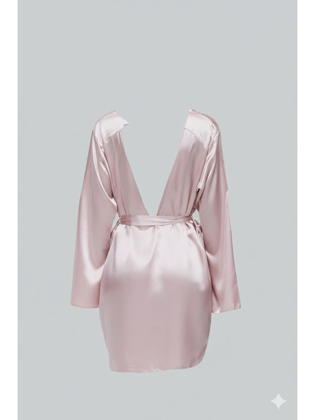 Pembe Sırt Detay Uzun Kol Saten Sabahlık 091 Pudra-1