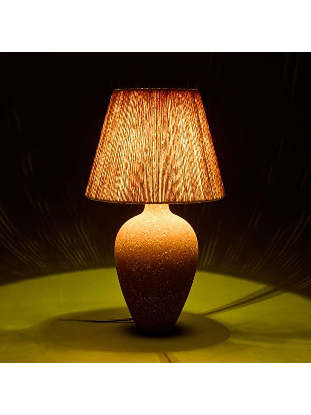 Automne Handmade Seramik Abajur - Krem / Kahverengi - 46x25x25 cm-1