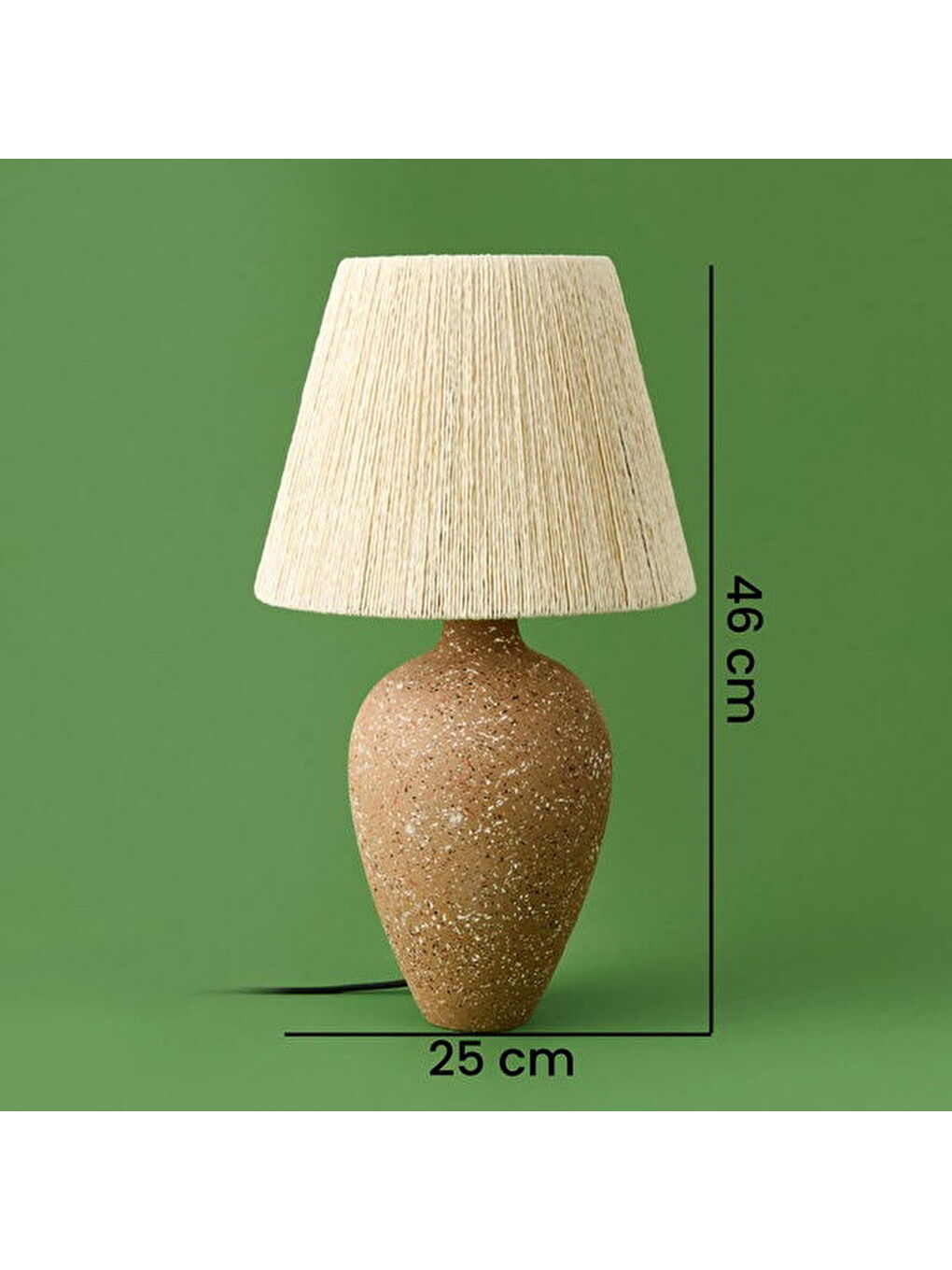 Automne Handmade Seramik Abajur - Krem / Kahverengi - 46x25x25 cm-4