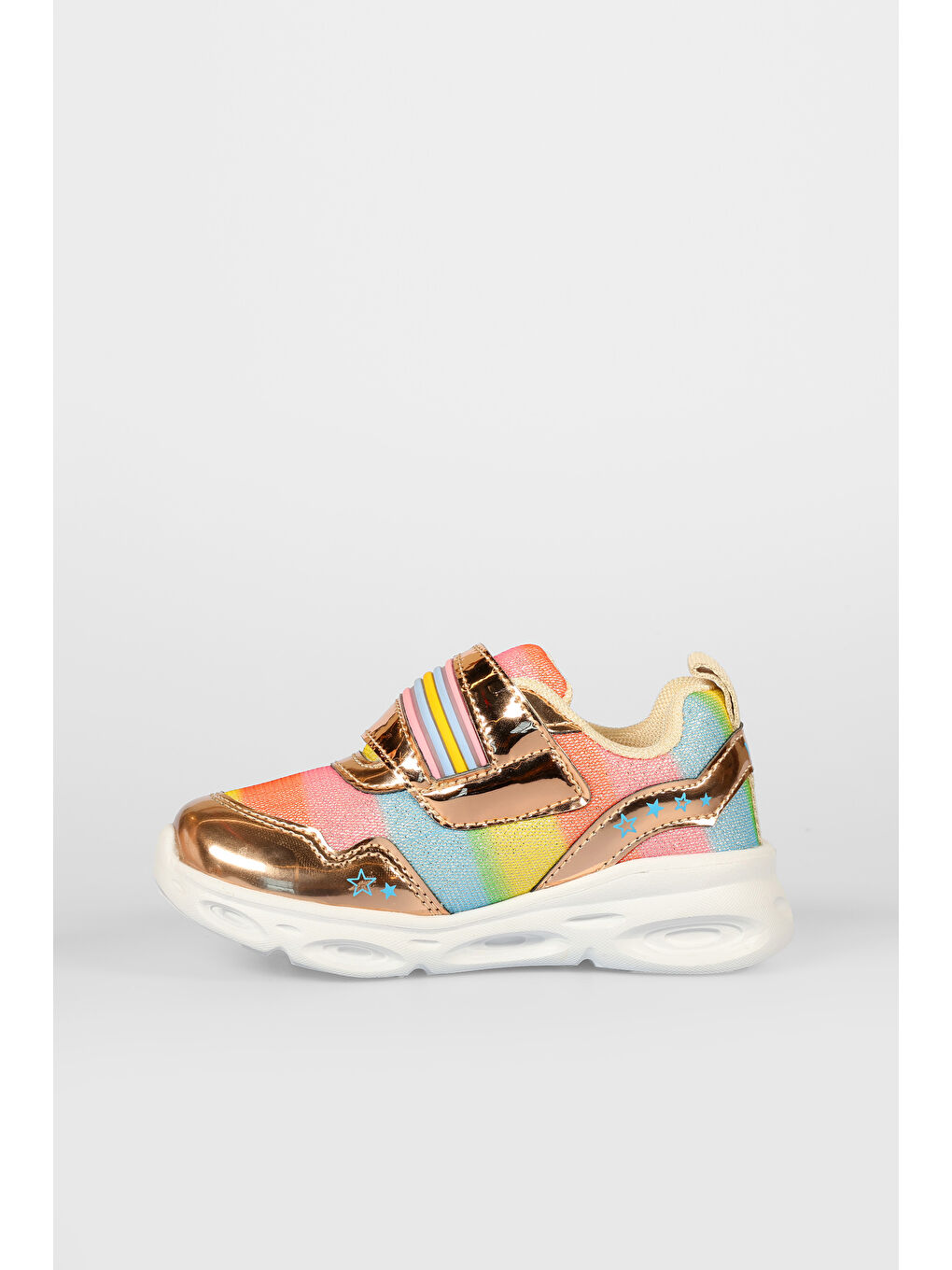 Sarı Kita Işıklı Kız Bebek Altın Spor Ayakkabı-1