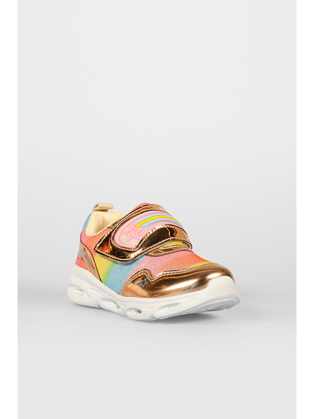 Sarı Kita Işıklı Kız Bebek Altın Spor Ayakkabı-2