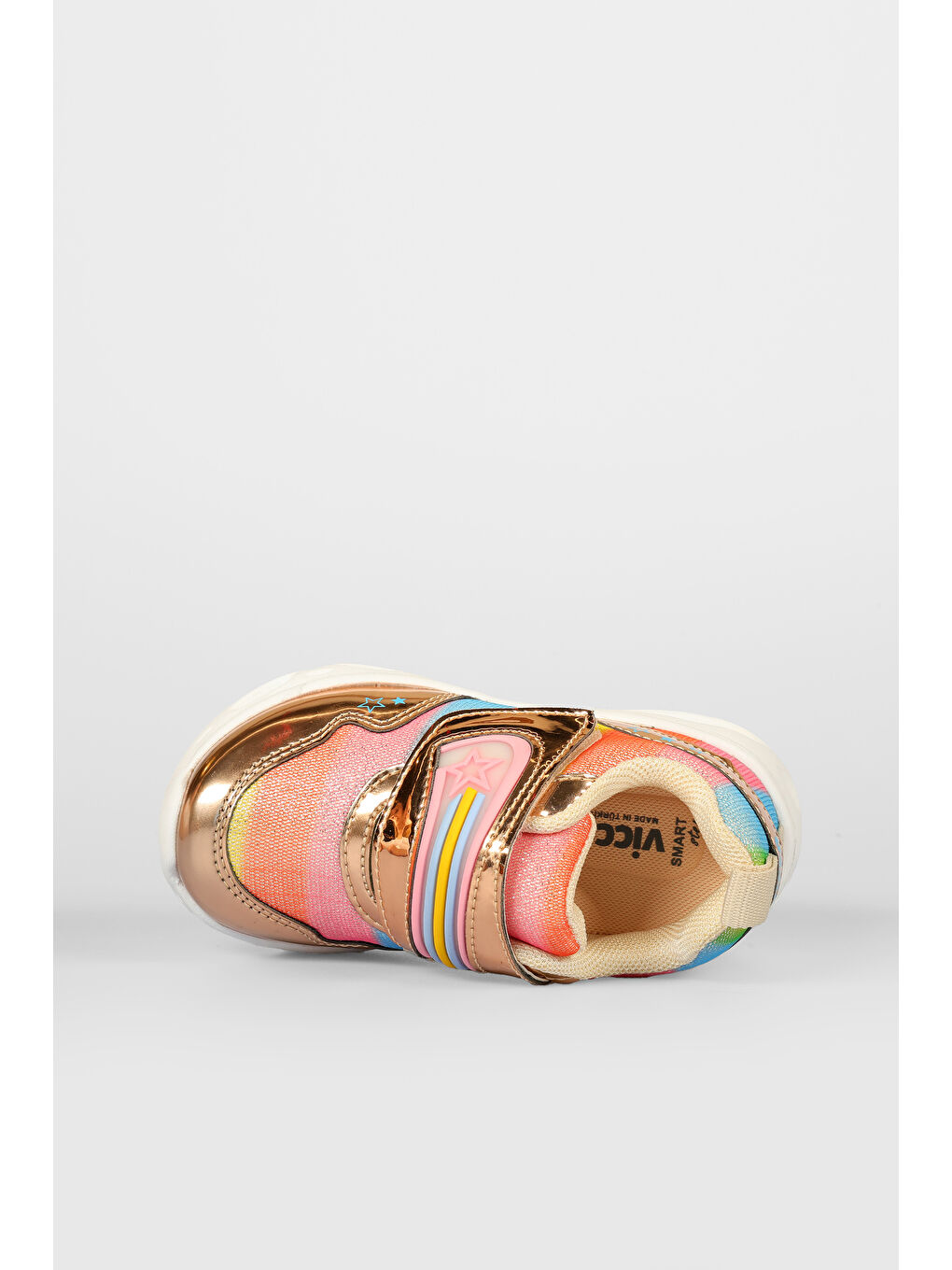 Sarı Kita Işıklı Kız Bebek Altın Spor Ayakkabı-5