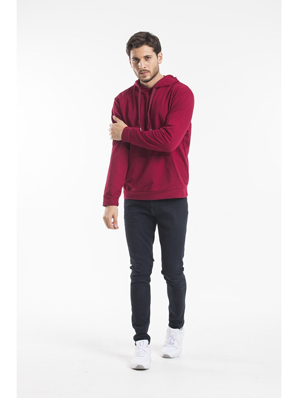 Süperlife Bordo Erkek Kapşonlu Regular Fit İnce Sweatshirt SPR 20K55