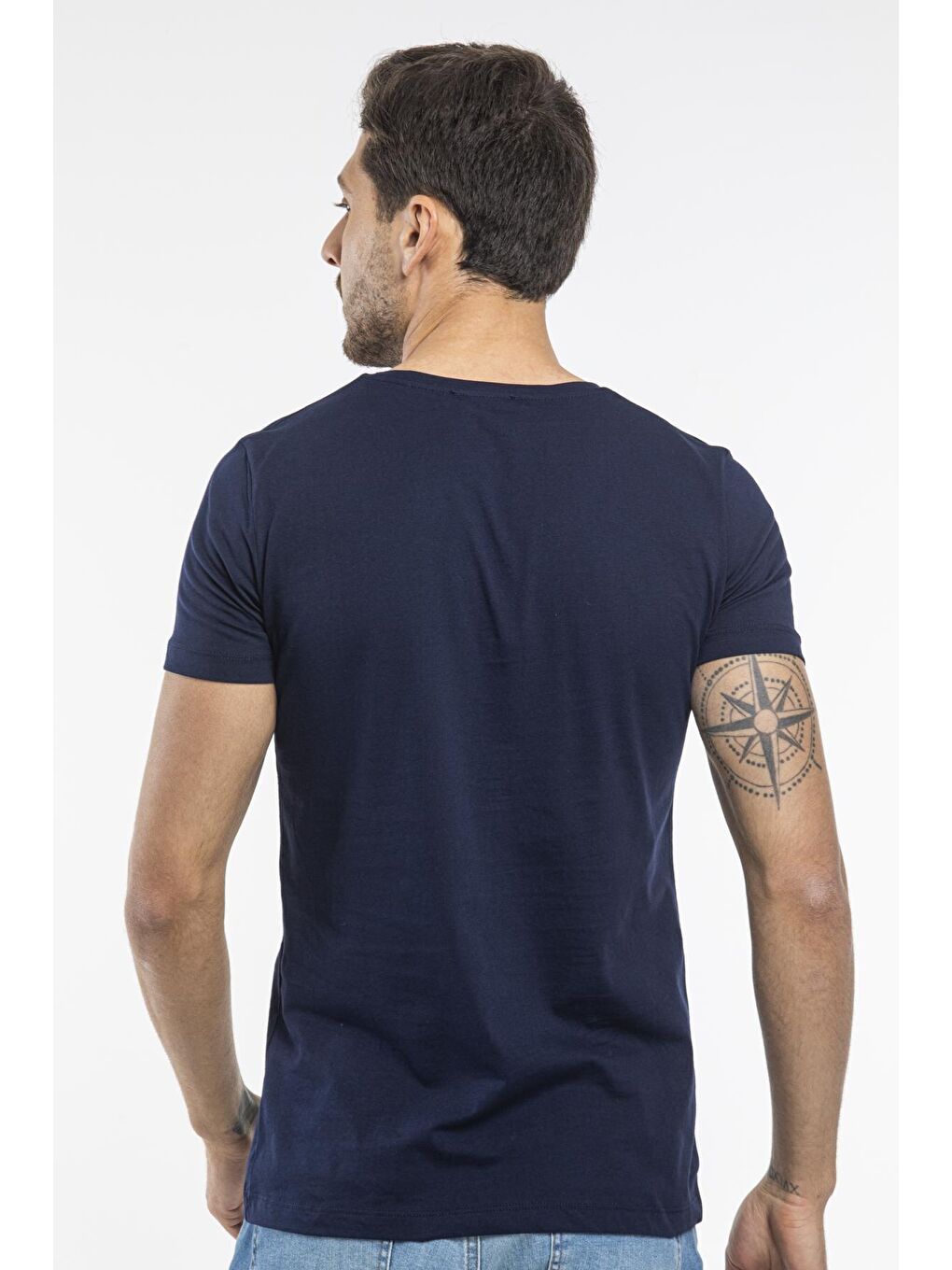 Lacivert Erkek V Yaka Dar Kalıp Tişort SPR 246-3