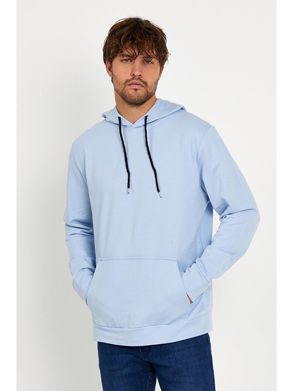 Süperlife Mavi Erkek Kapşonlu Regular Fit İnce Sweatshirt SPR 20K55 - 1