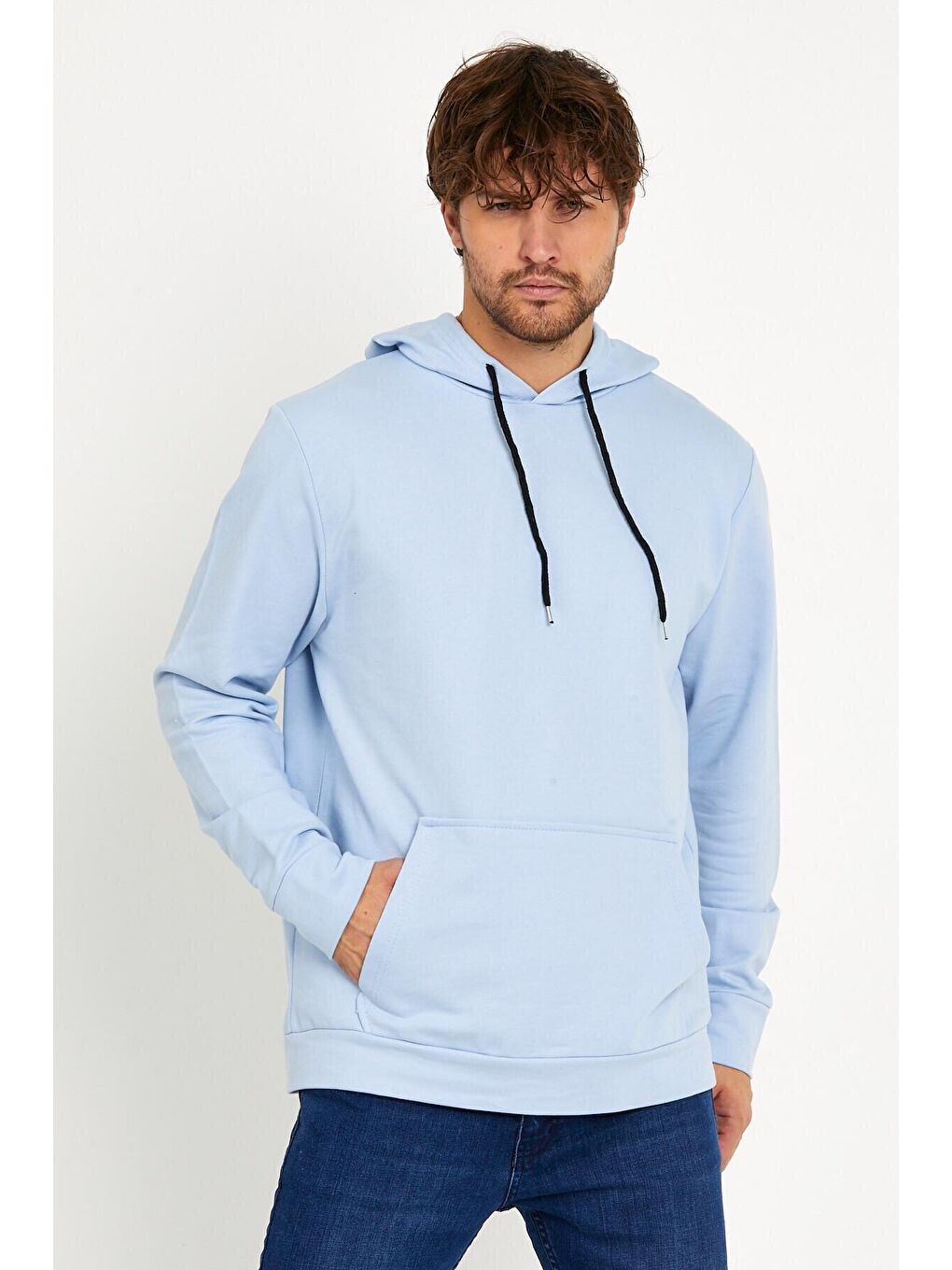 Süperlife Mavi Erkek Kapşonlu Regular Fit İnce Sweatshirt SPR 20K55 - 3