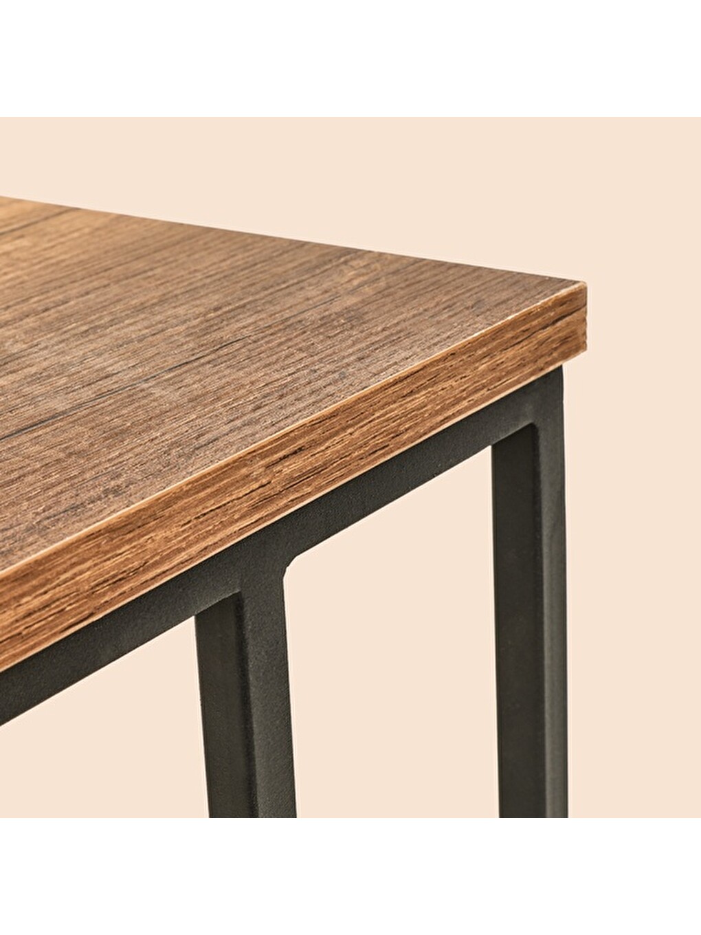 Kahverengi Metal Ayaklı Tekerlekli C Zigon Sehpa - Barok Ceviz - 62x48x41 Cm-2
