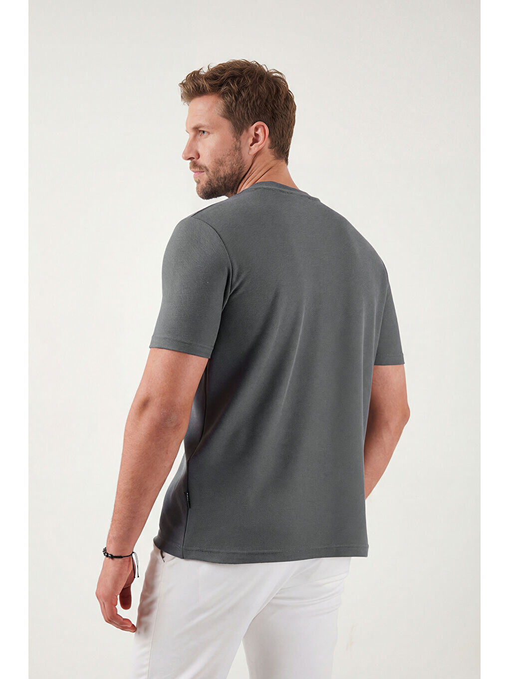 Haki Pamuklu Regular Fit Yarım Fermuarlı Erkek Tişört 5902653-6