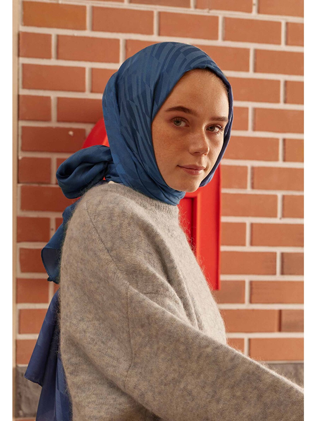 Dublın Jakarlı Şal Mavi-1