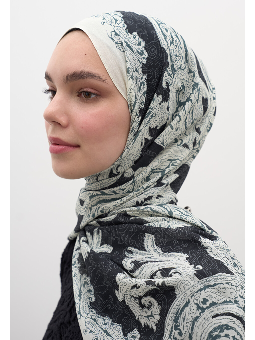Wıld Paısley Desen Şal Lacivert-2