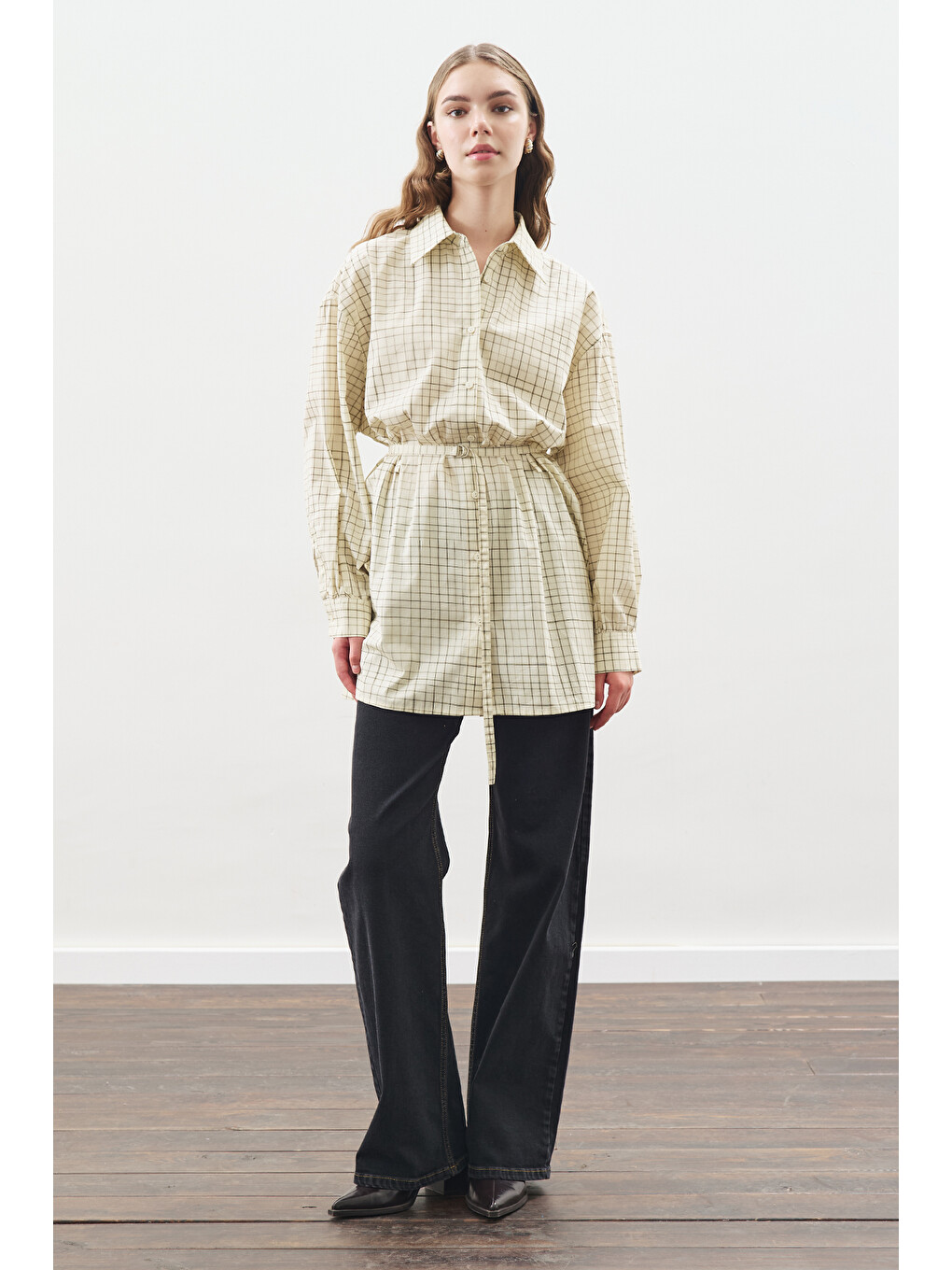 Desenli Poplin Tunik Sarı