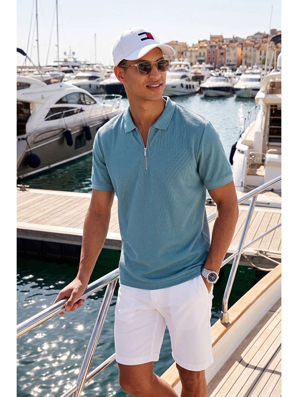 Mavi Pamuklu Regular Fit Fermuarlı Polo Yaka %100 Pamuk Tişört 5902434