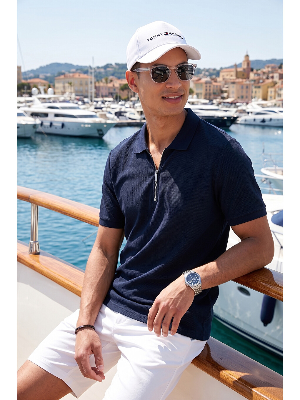 İndigo Pamuklu Regular Fit Fermuarlı Polo Yaka %100 Pamuk Tişört 5902434