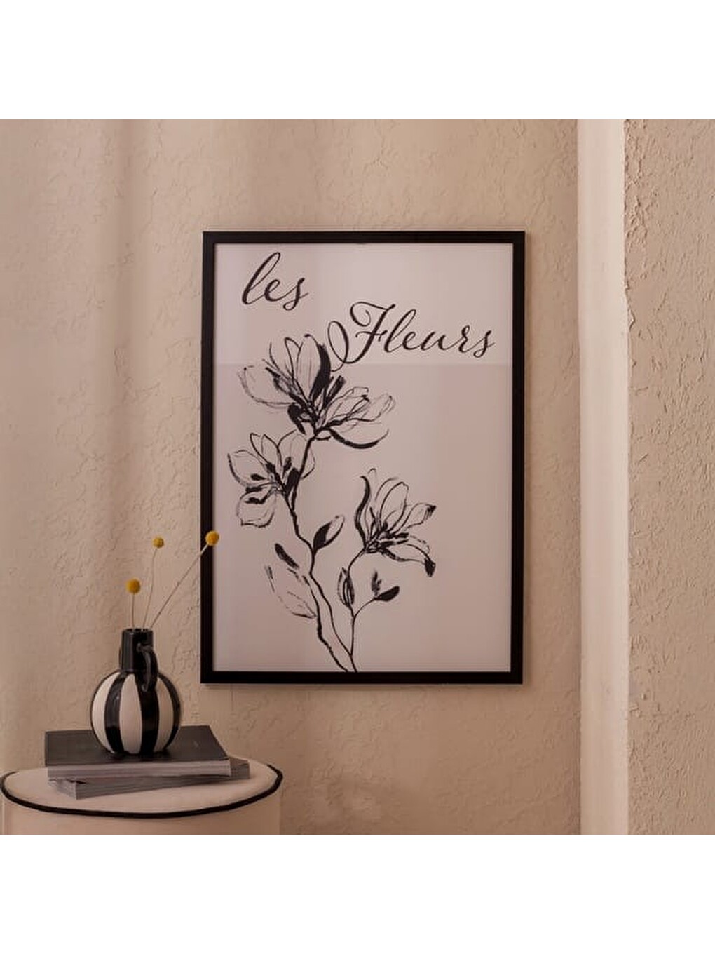 Deco French Cottage Les Fleurs Çerçeveli Tablo - Siyah - 50x70 cm-5