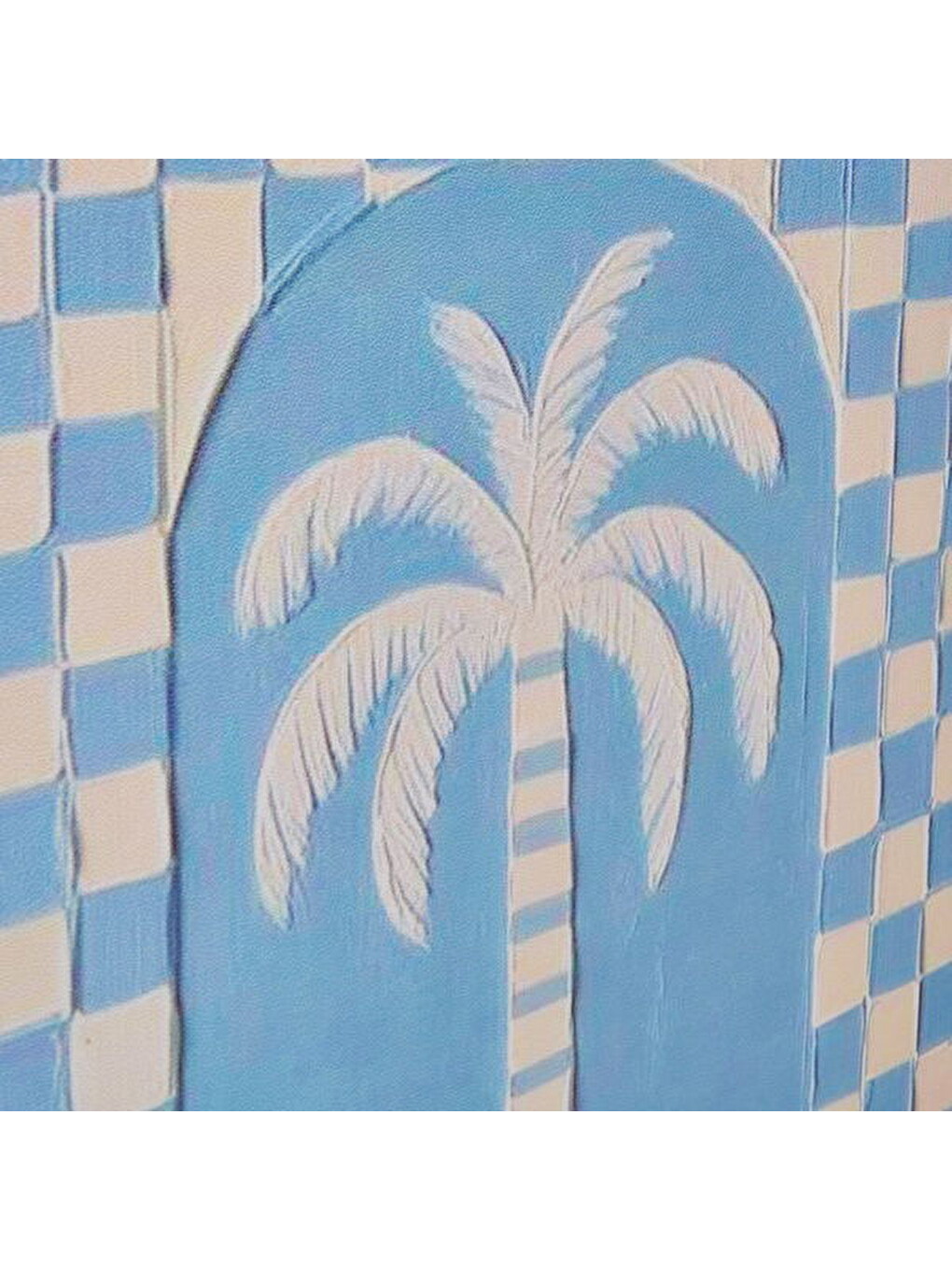 Deco Palm Breeze Kanvas Tablo - Mavi / Beyaz - 50x70 cm-3