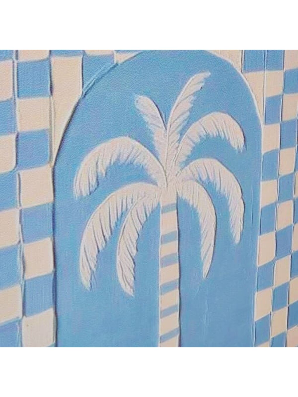 Deco Palm Breeze Kanvas Tablo - Mavi / Beyaz - 50x70 cm-2