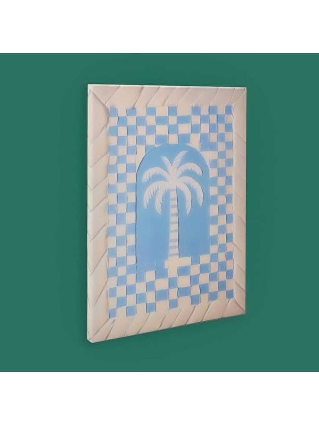 Deco Palm Breeze Kanvas Tablo - Mavi / Beyaz - 50x70 cm-4