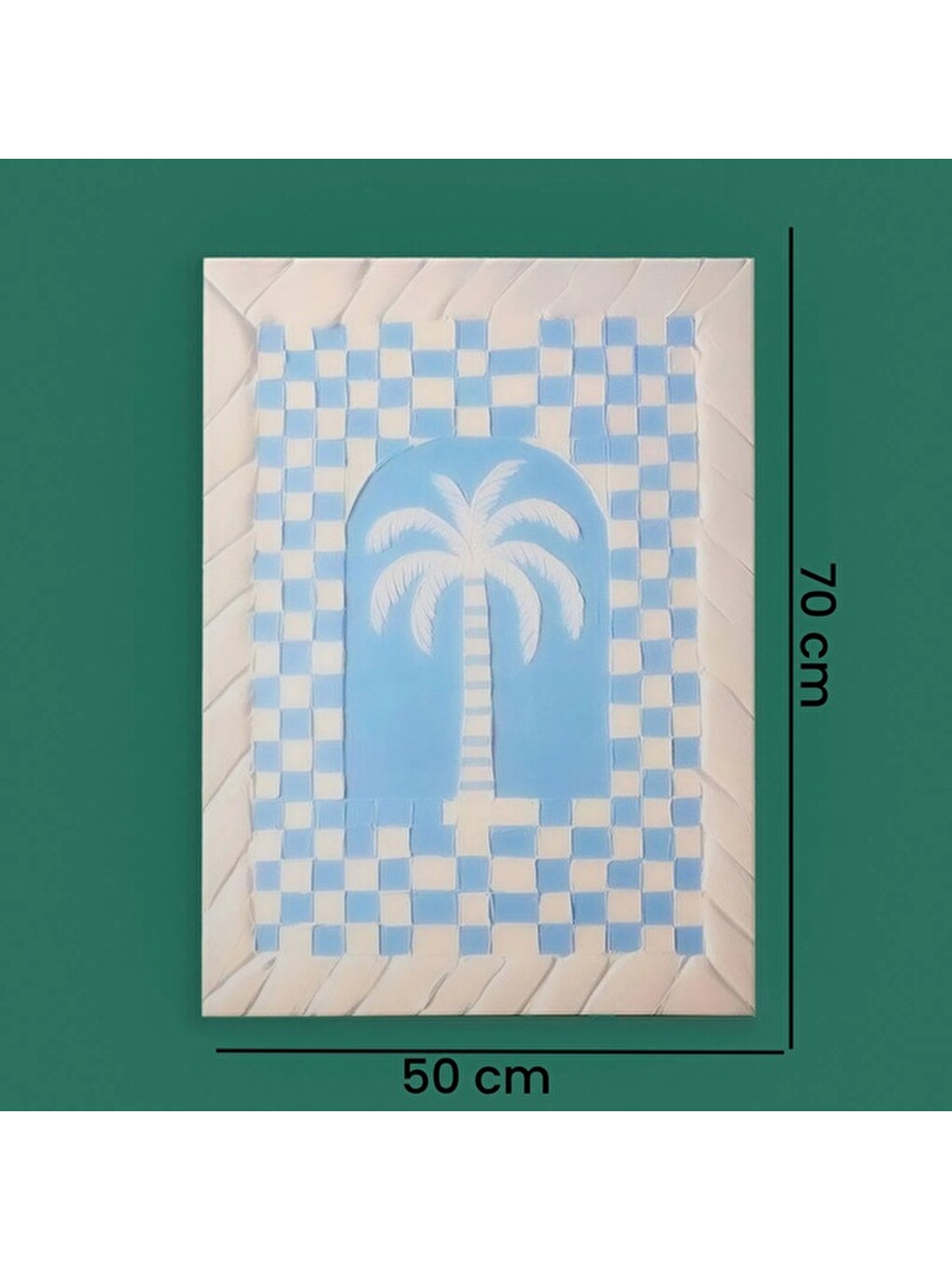 Deco Palm Breeze Kanvas Tablo - Mavi / Beyaz - 50x70 cm-7