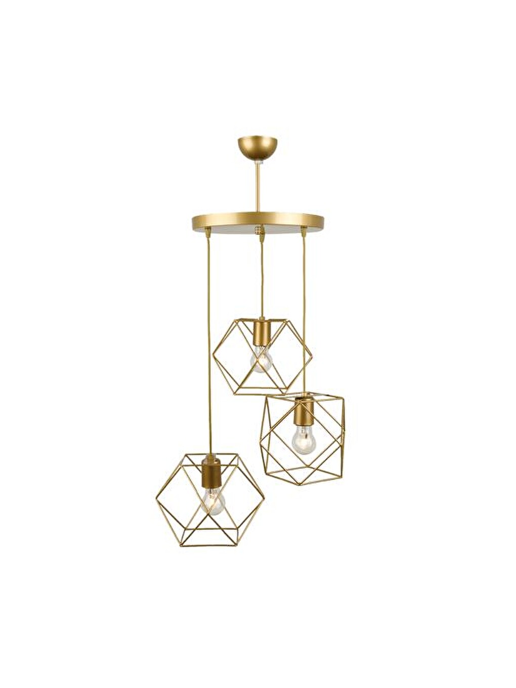 Karışık Zambak 3'lü Tepsi Avize - Eskitme - 90x50x50 cm-2