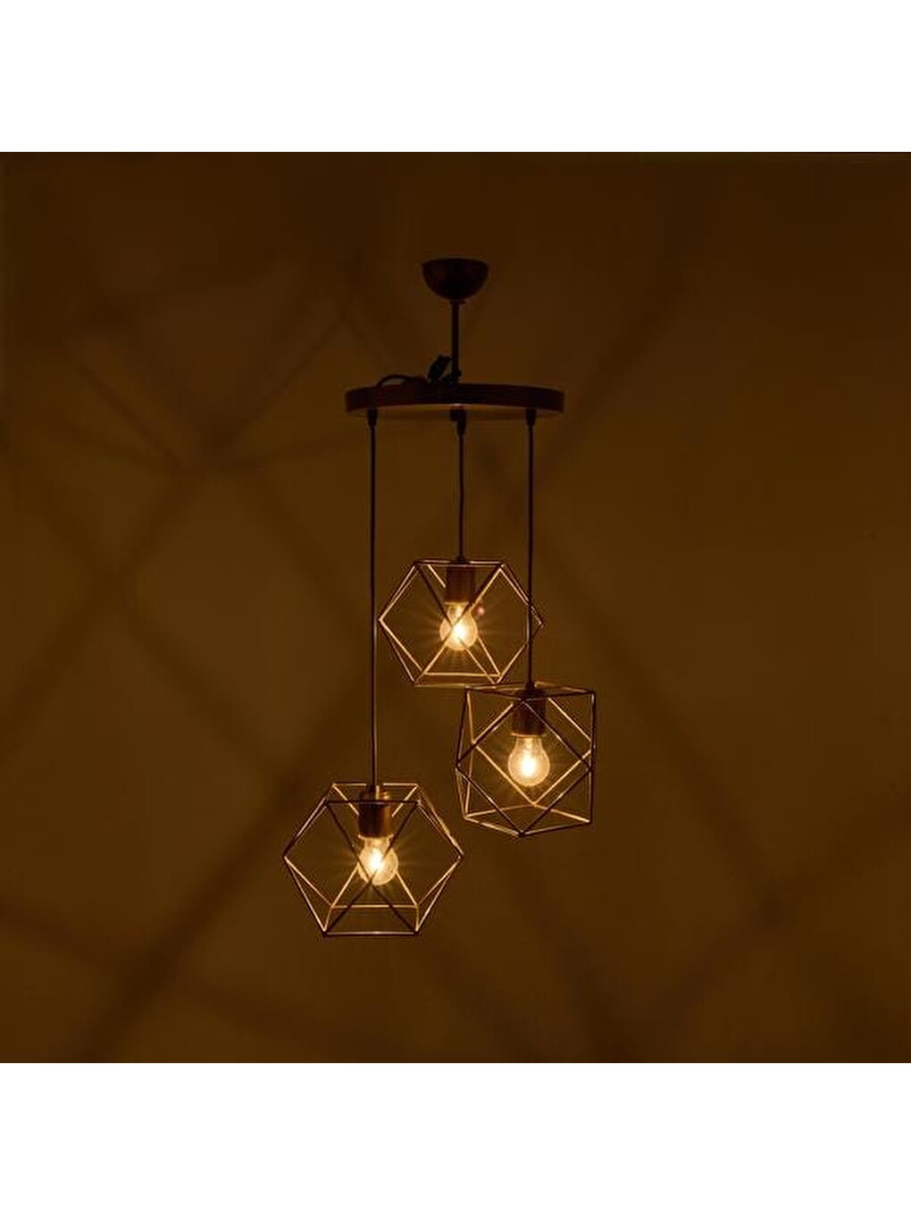Karışık Zambak 3'lü Tepsi Avize - Eskitme - 90x50x50 cm-3
