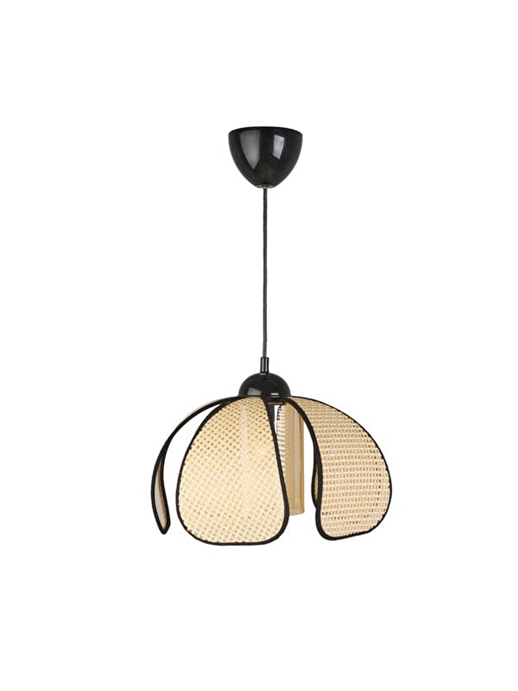 Ekru Siyah Biyeli Papatya Hasır Sarkıt - Krem - 70x30x30 Cm-3