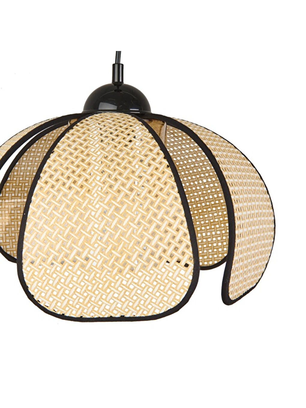 Ekru Siyah Biyeli Papatya Hasır Sarkıt - Krem - 70x30x30 Cm-1