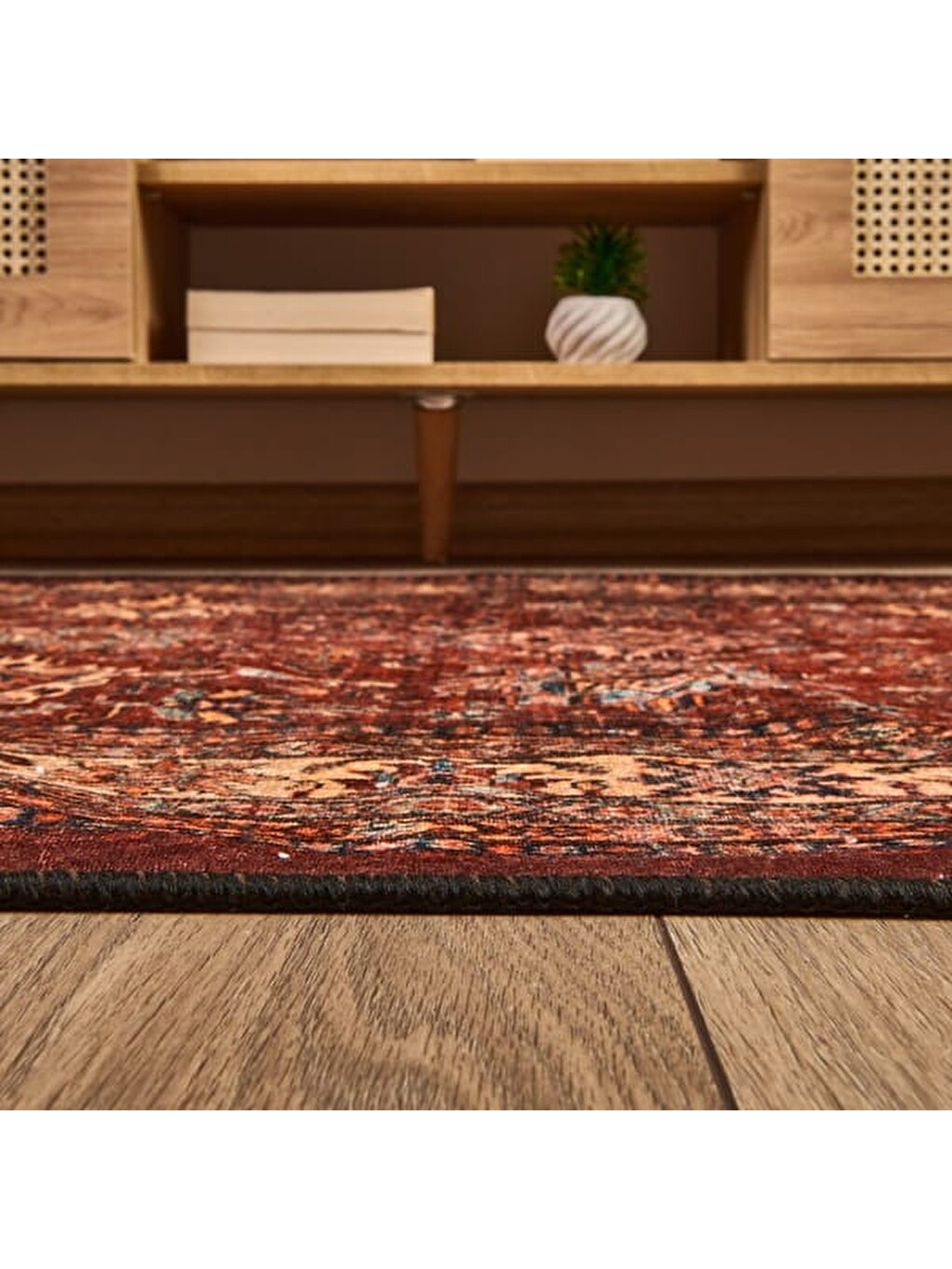 Soft Line Afgan Desenli Halı - Kırmızı - 120x180 cm-3