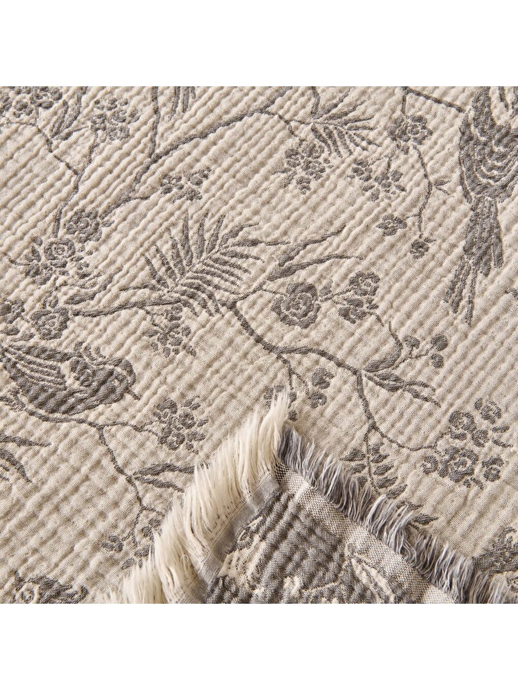 Soft Birds Çift Kişilik Yatak Örtüsü - Antrasit / Bej - 220x240 cm-3