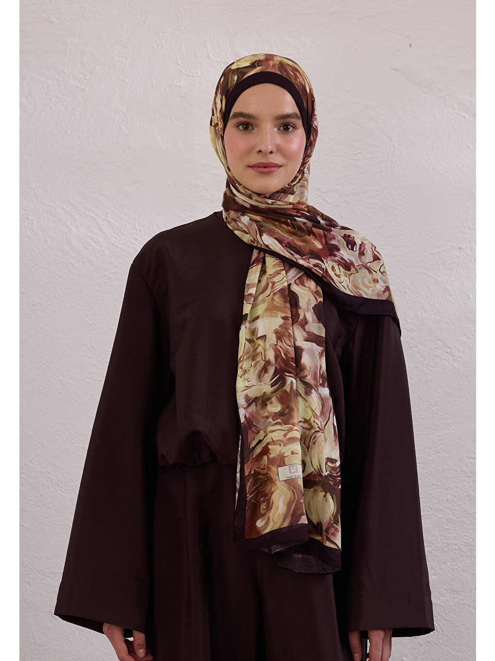 Kahverengi Nerıssa Desen Rami Şal Kahve-6