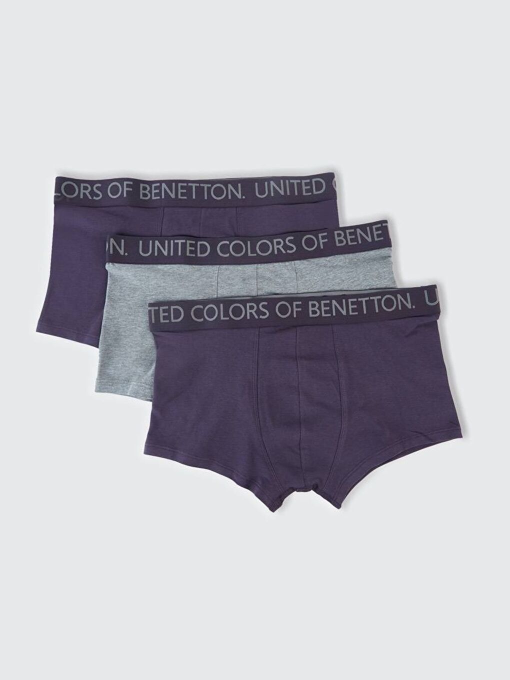 Erkek Mürdüm Beli Logo Detaylı 3'lü Boxer Seti