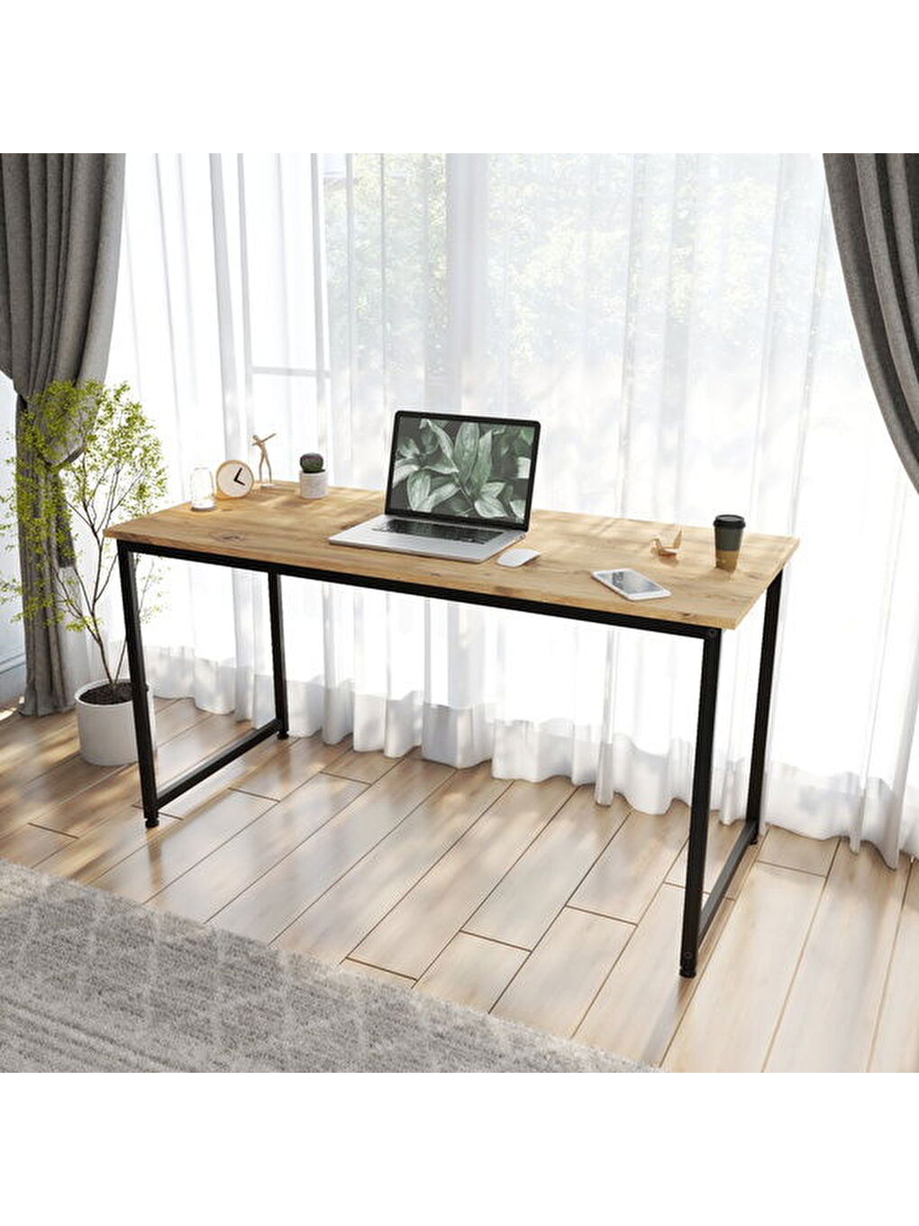 Kahverengi Çalışma Masası - Atlantik Çam - 140 cm-11