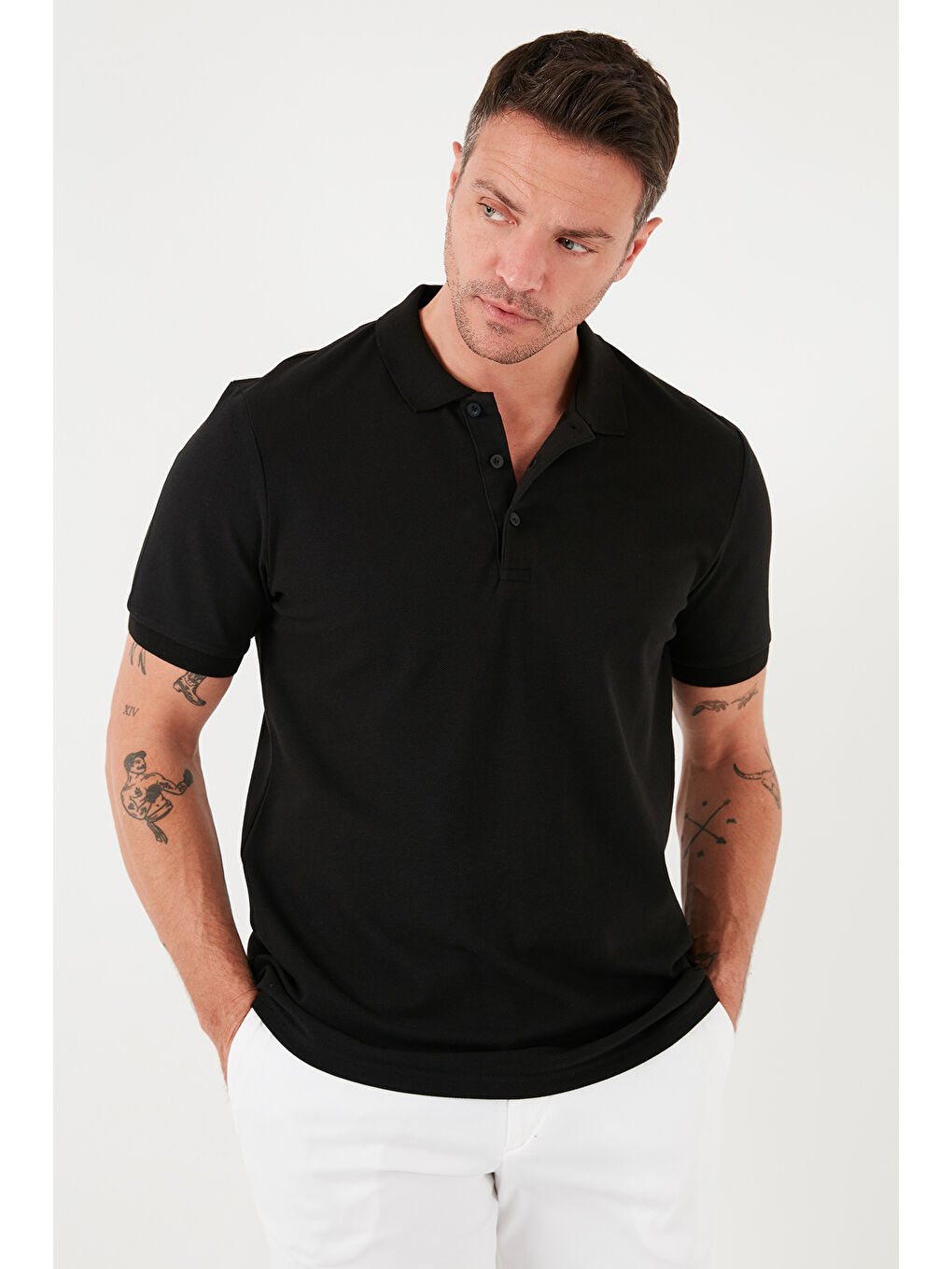 Buratti Siyah % 100 Pamuk Regular Fit Düğmeli Erkek Polo Yaka T Shirt 5902127 - 5