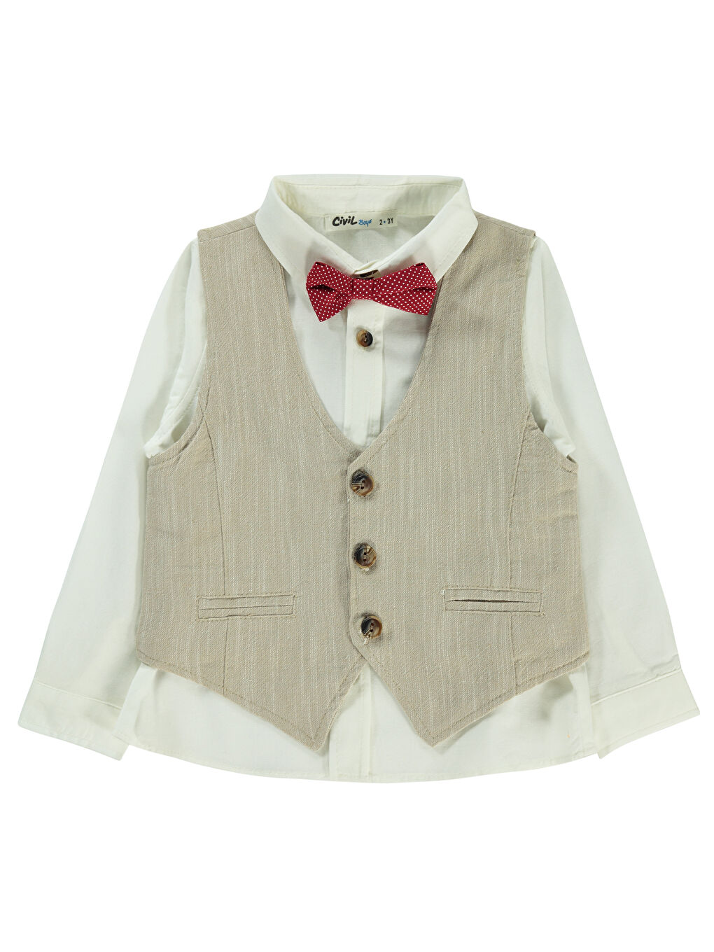 Erkek Çocuk Gömlek ve Yelek 2-5 Yaş Bej-1