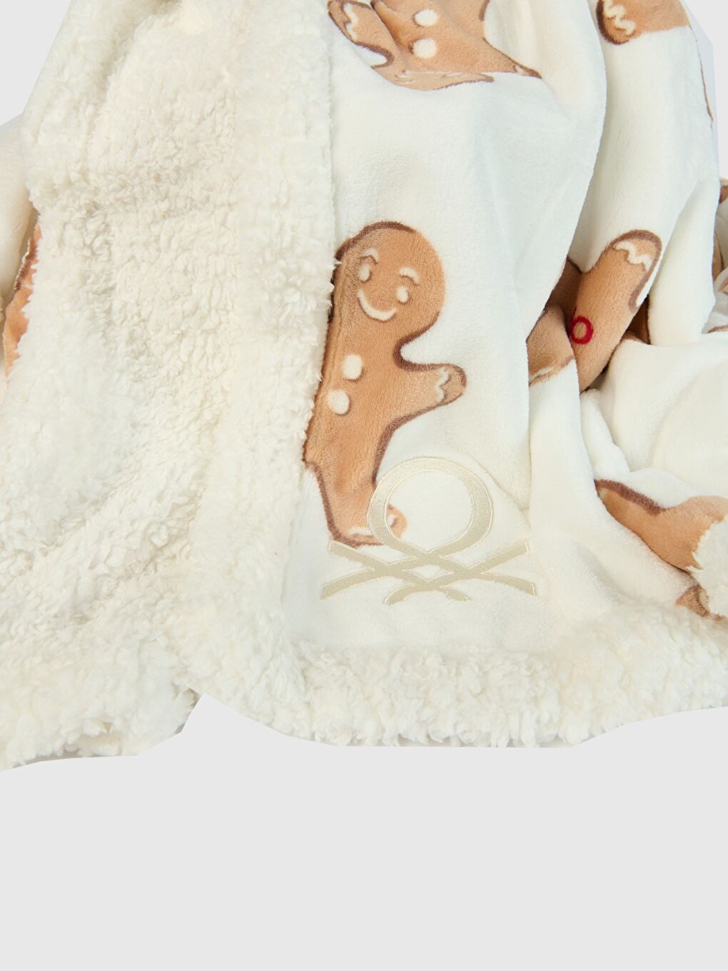 Unisex Beyaz Ucu Logo Baskılı Tamamı Desenli Yumuşak Kenarlı Battaniye-1