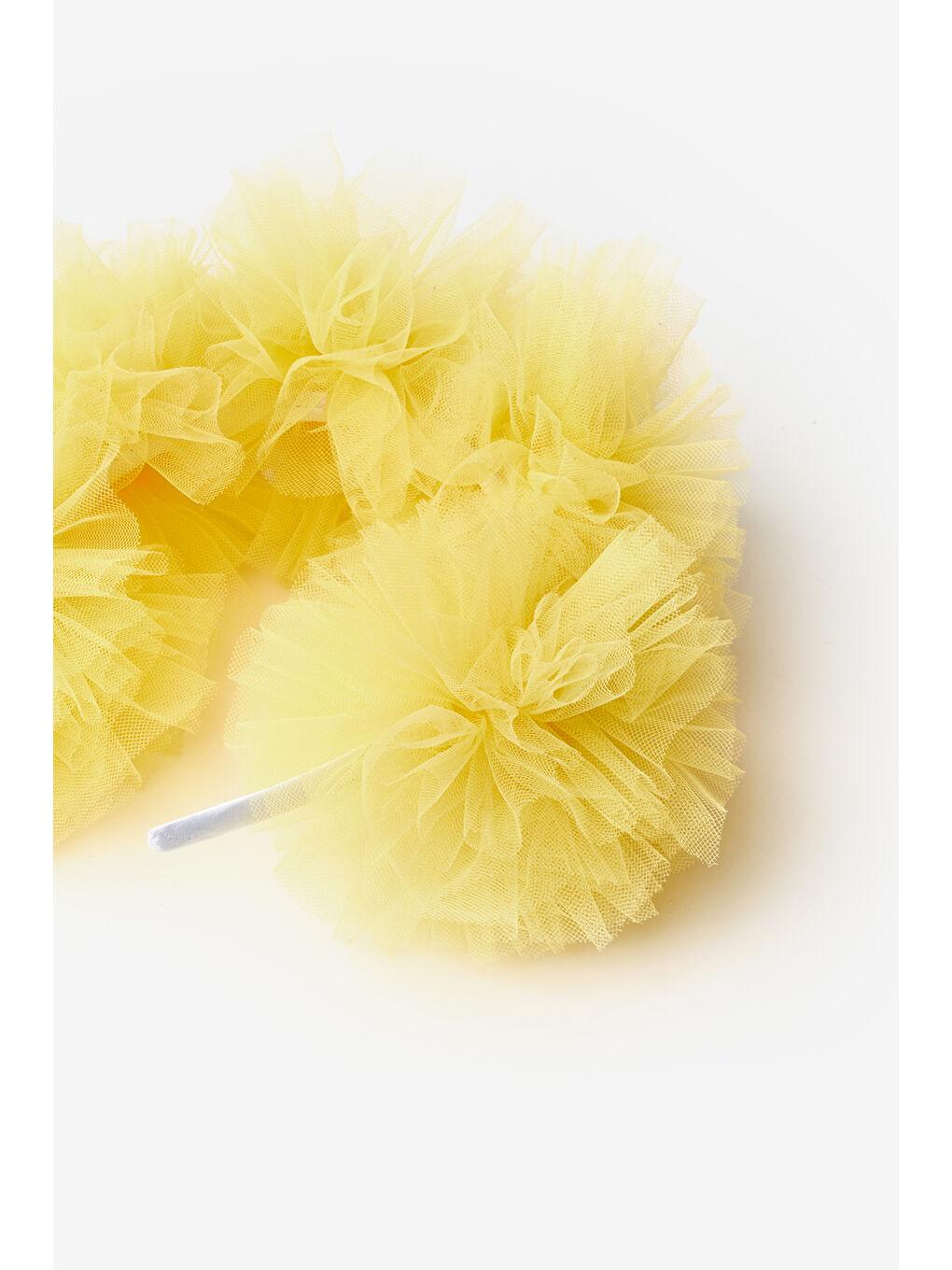 Sarı Tül Ponponlu Kız Çocuk Taç-1