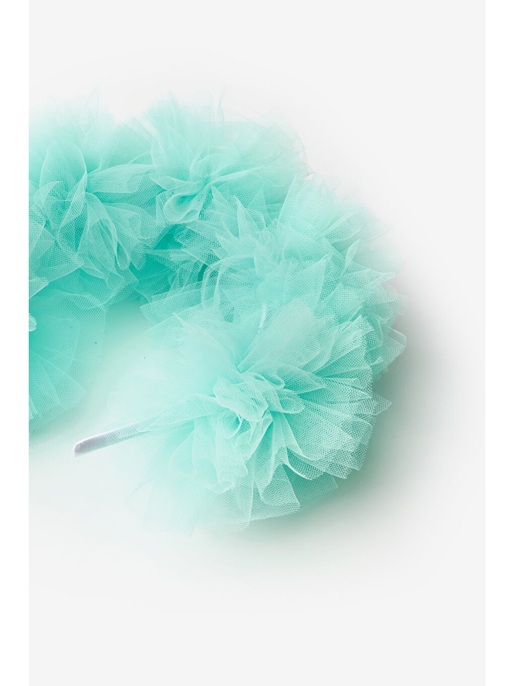 Yeşil Mint Tül Ponponlu Kız Çocuk Taç-1