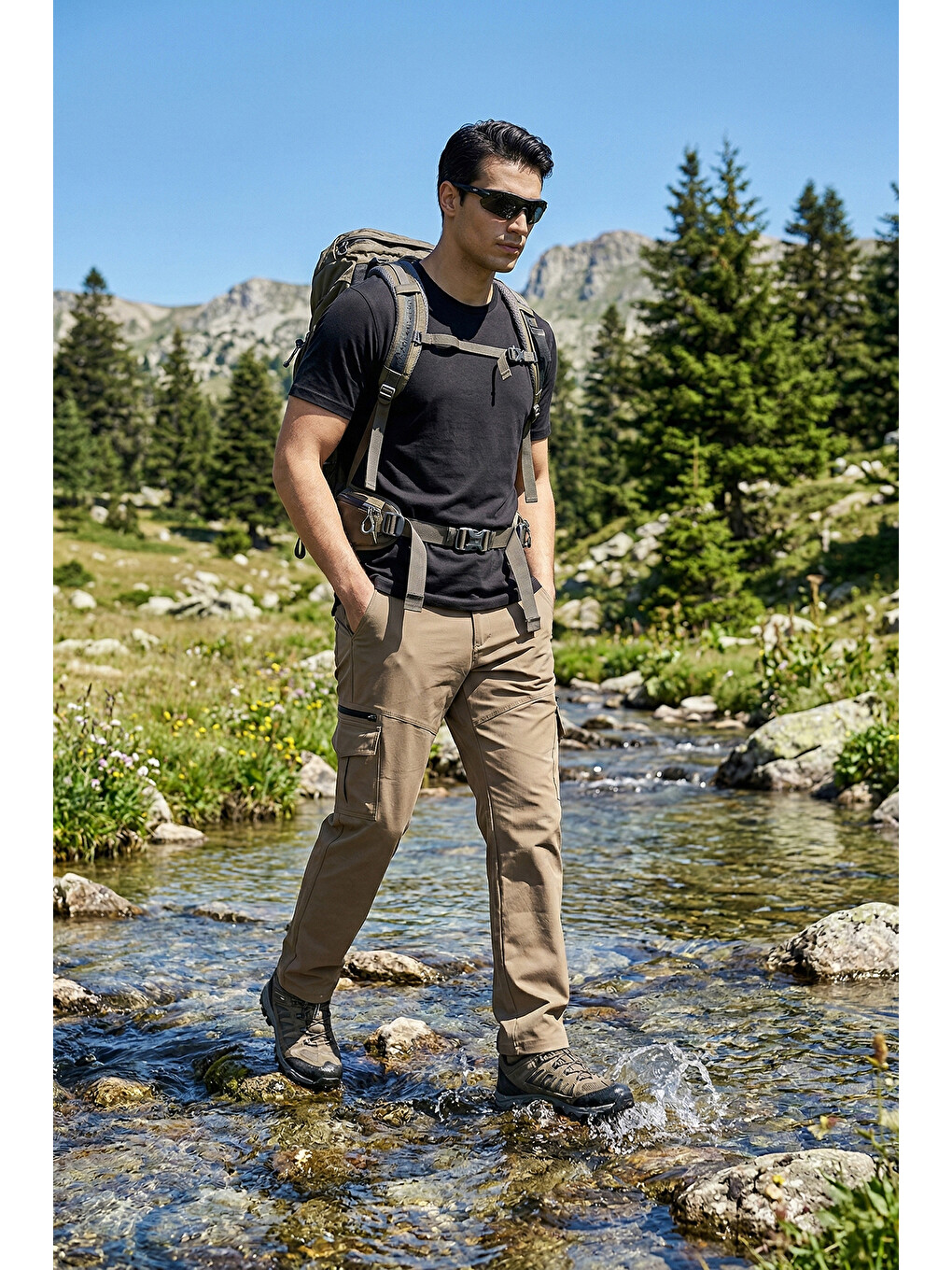 Bej Regular Fit Normal Bel Cep Detaylı Trekking Ve Kurye Pantolon 693150-1