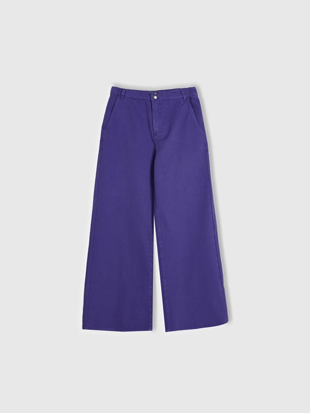 Kadın Mor Beli Lastikli Geniş Paça Denim Pantolon