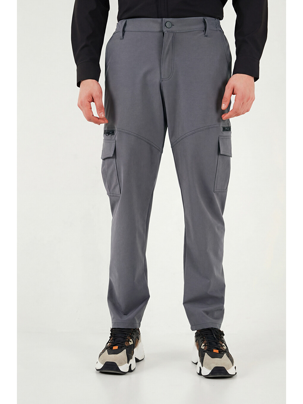 Gri Regular Fit Normal Bel Cep Detaylı Trekking Ve Kurye Pantolon 693150-2